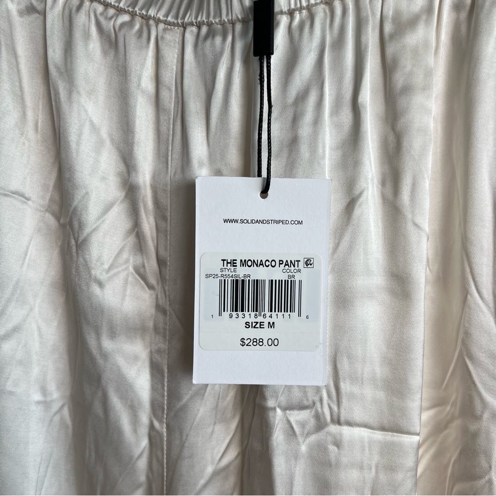 Solid & Striped NWT Women’s Monaco Satin Pant Brule Pants Size Medium - Picture 5 of 11